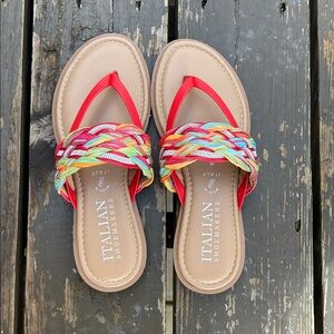 Red multi Italian shoemakers thong sandal NWOT